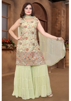 Light Green Georgette Designer Sharara